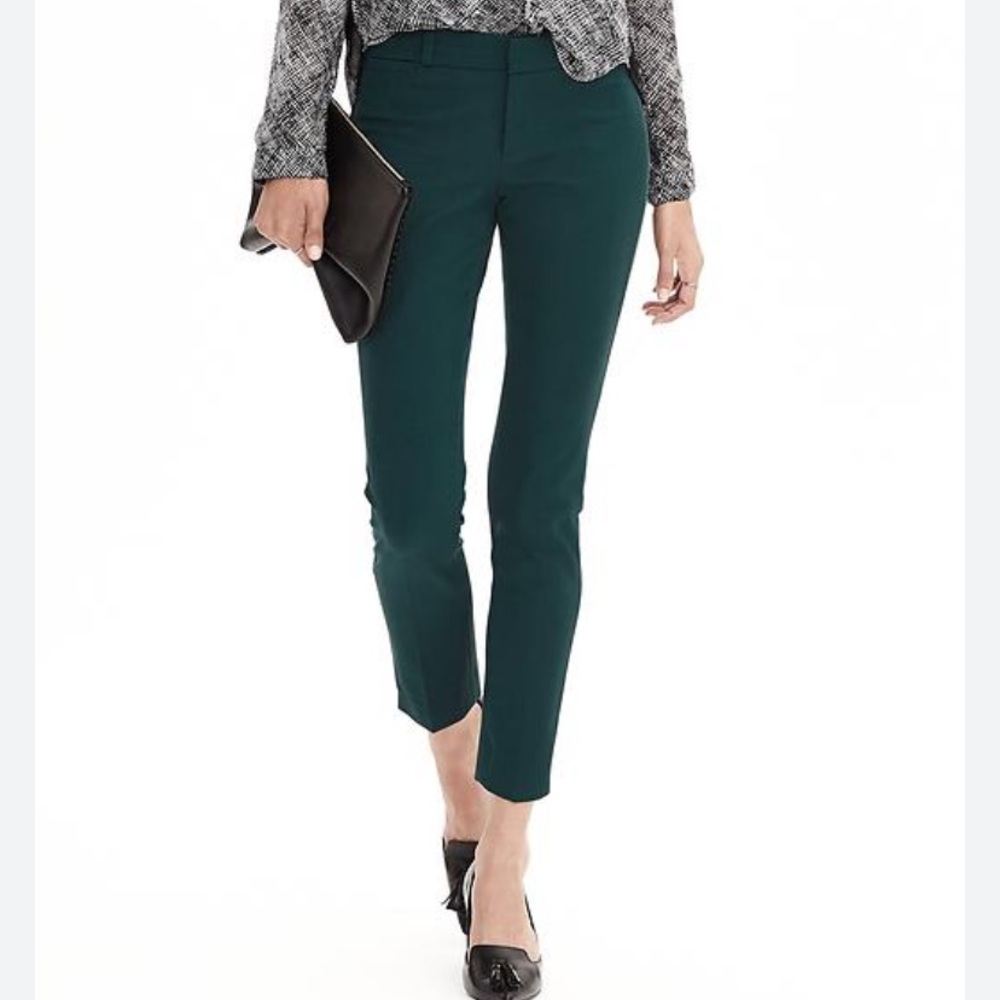 Banana Republic Green Sloan Fit Ankle Pants Size 8 Slim Leg Workwear Trousers